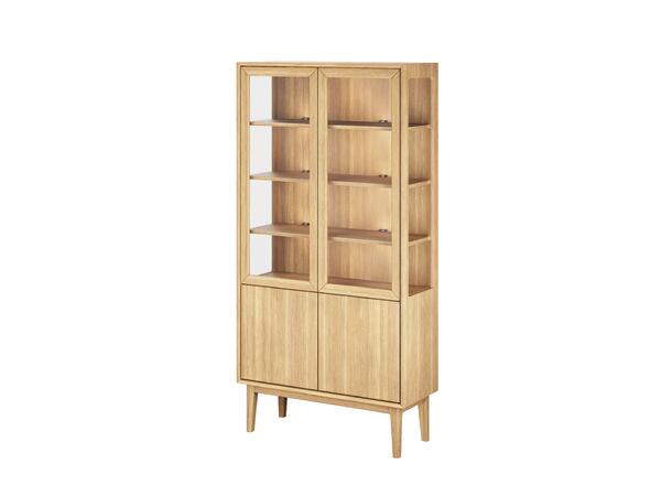 Casø Broholm vitrine m/slette dører 100x197x40 cm, Glassider, Naturoljet eik 