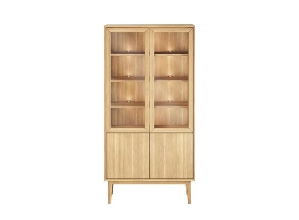 Casø Broholm vitrine m/slette dører 100x197x40 cm, Glassider, Naturoljet eik 