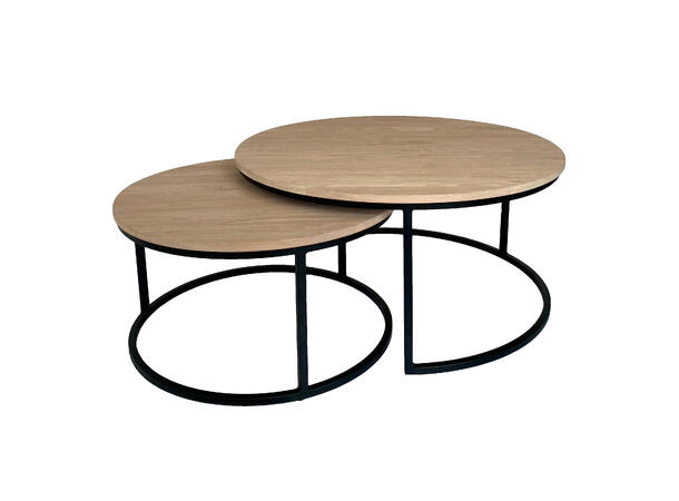 Coffebreak sofabord XL Ø97/Ø75 cm, Hvitoljet eik 