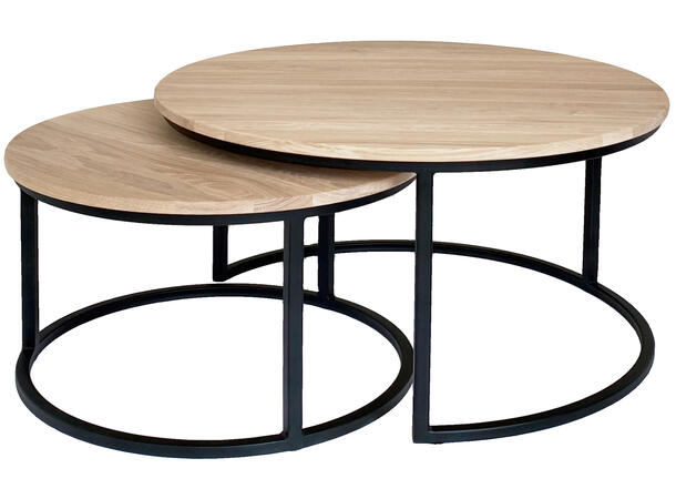 Coffeebreak sofabord XL Ø97/Ø75 cm, Hvitoljet eik 