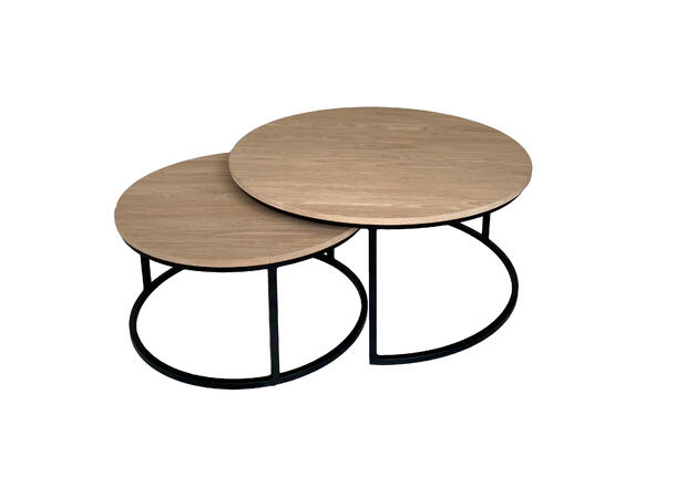 Coffeebreak sofabord XL Ø97/Ø75 cm, Hvitoljet eik 