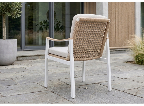 Naxos spisestol Hvit/natur ramme/beige tekstil 