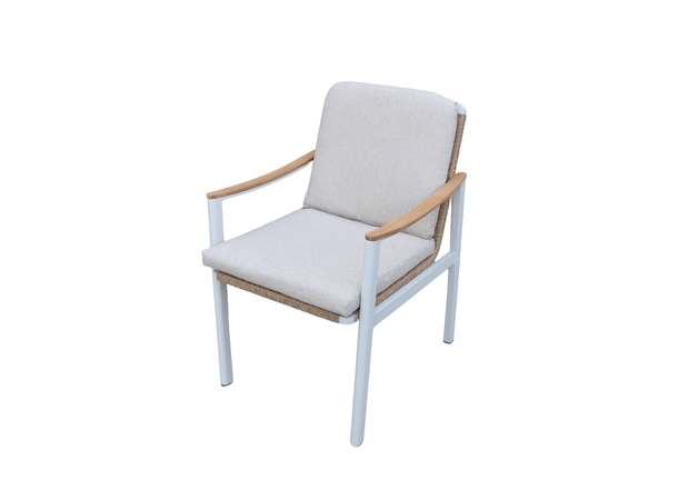 Naxos spisestol Hvit/natur ramme/beige tekstil 