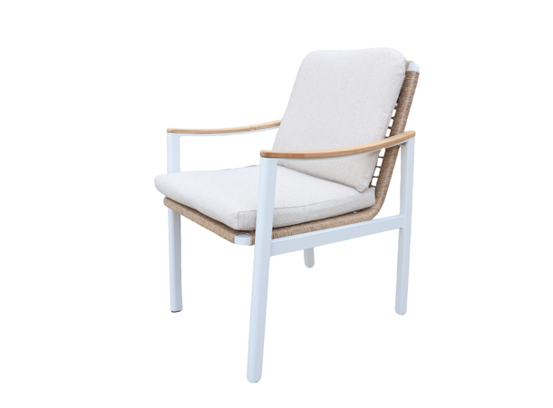 Naxos spisestol Hvit/natur ramme/beige tekstil 