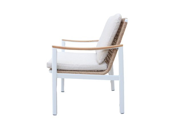 Naxos spisestol Hvit/natur ramme/beige tekstil 