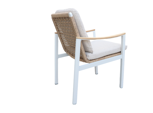 Naxos spisestol Hvit/natur ramme/beige tekstil 