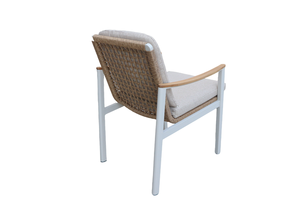 Naxos spisestol Hvit/natur ramme/beige tekstil 