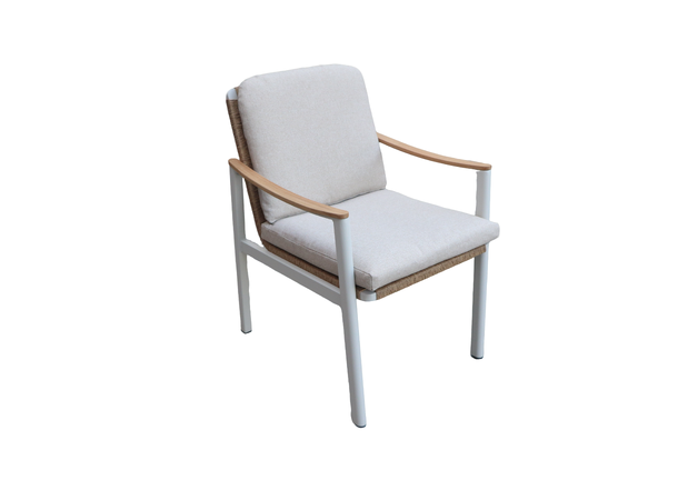 Naxos spisestol Hvit/natur ramme/beige tekstil 