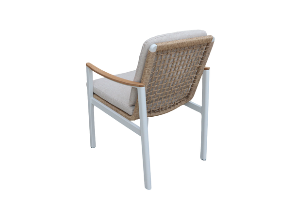 Naxos spisestol Hvit/natur ramme/beige tekstil 