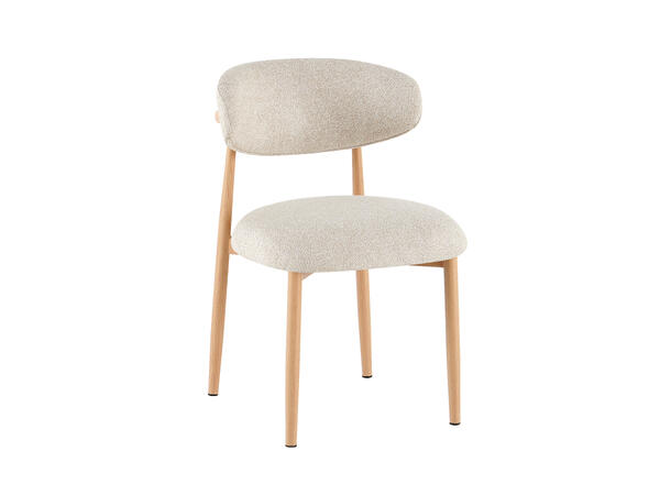 Elisabeth spisestol Beige tekstil, natur eik metallben 