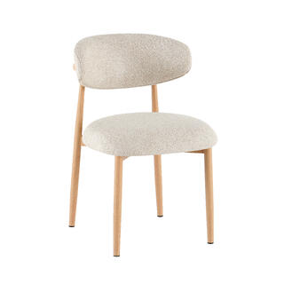 Elisabeth spisestol Beige tekstil, natur eik metallben