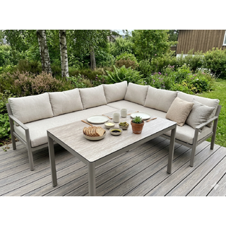 Hydra spisegruppe Venstre 32 Sofa + bord, Champagne alu. ramme