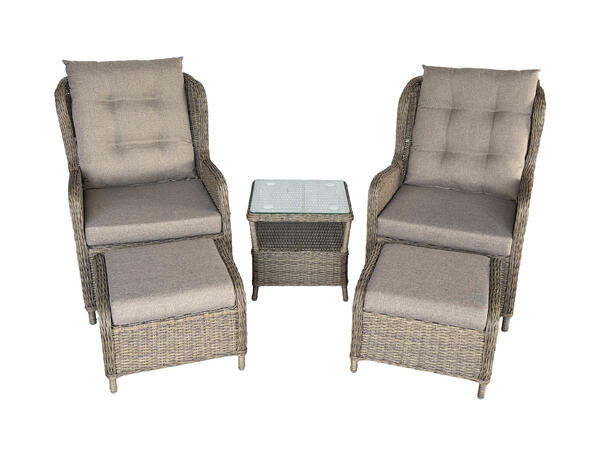 Koster Reclinersett, Naturflett 2 stoler m/pall + bord 