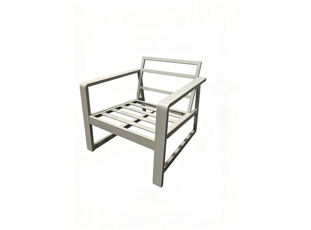 Brevik hagegruppe, 3+1+1+benk Beige alu ramme, grå puter 
