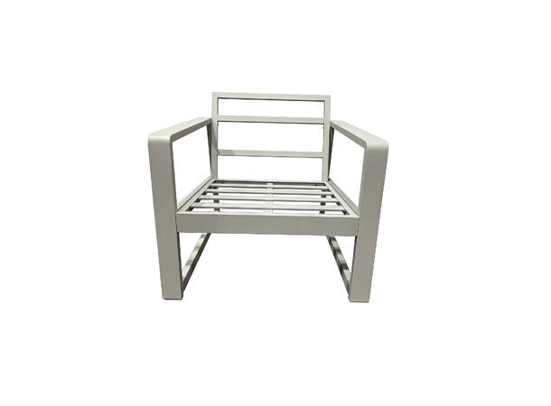 Brevik hagegruppe, 3+1+1+benk Beige alu ramme, grå puter 