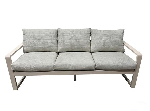 Brevik hagegruppe, 3+1+1 seter + benk Beige alu ramme, grå puter 