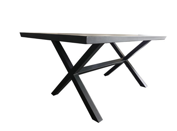 Brevik spisebord, Grå, 150x86x66 cm X-understell, Grå alu ramme 