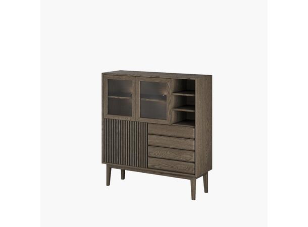 Broholm høy skjenk m/lameller 124x133x40 cm, Røkt eik, treben 