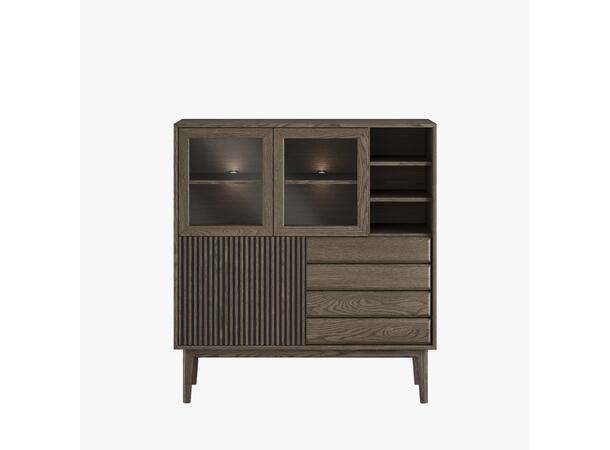 Broholm høy skjenk m/lameller 124x133x40 cm, Røkt eik, treben 