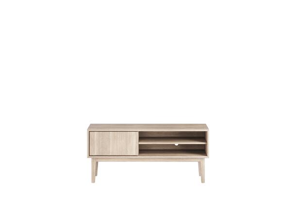 Casø Broholm TV-benk m/slett dør 124x55x35 cm, Hvitoljet eik 