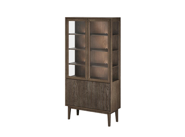 Casø Broholm vitrine m/lameller 100x197x40cm, Glassider, Røkt eik 