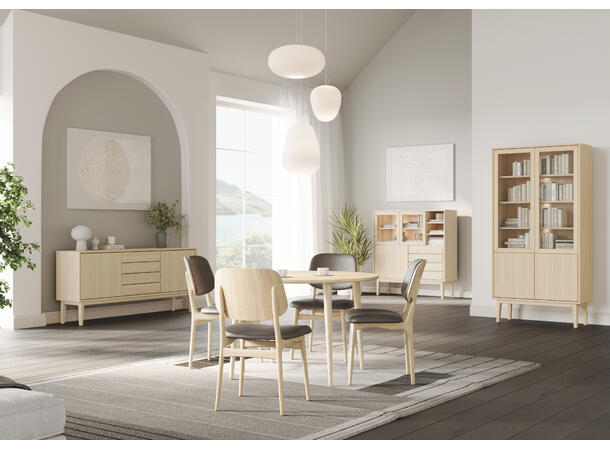 Casø Broholm vitrine m/slette dører 100x197x40 cm, Tresider, Hvitoljet eik 