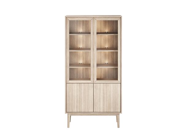Casø Broholm vitrine m/slette dører 100x197x40 cm, Tresider, Hvitoljet eik 