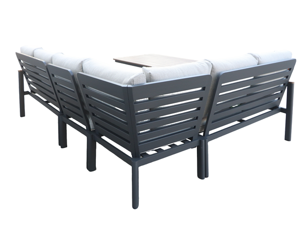 Palmeira spisevinkel + nonwood bord Grå ramme/hvit tekstil/nonwood 