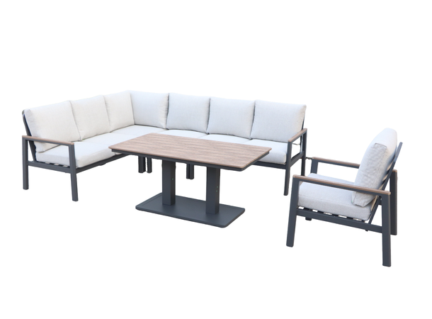 Palmeira spisevinkel + nonwood bord Grå ramme/hvit tekstil/nonwood 