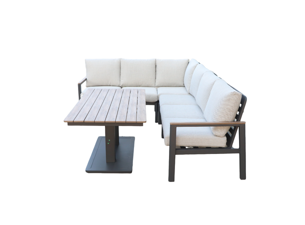 Palmeira spisevinkel+ polywood bord Grå ramme/beige tekstil/polywood 