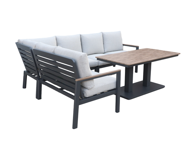 Palmeira spisevinkel+ polywood bord Grå ramme/beige tekstil/polywood 