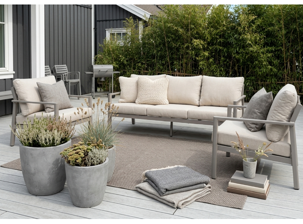 Hydra 3+1+1, sofasett Champagne alu.ramme, beige puter 