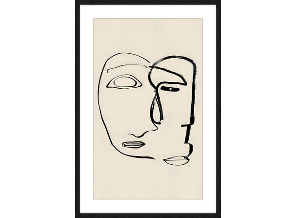 Bilde, Ansiktstrek dobbel Glass m/ramme, 80x120 cm 