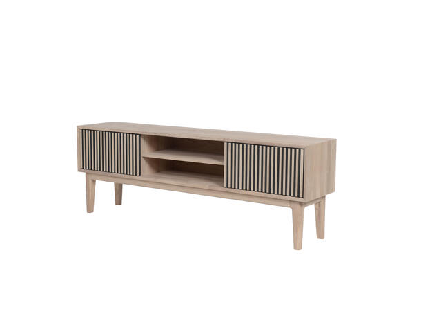 Broholm XL TV-benk m/lameller 160x55x35 cm, Hvitpig. eik, treben 