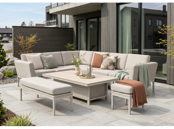 Cartagena 23, Beige ramme/Beige puter Quick dry, hev/senk bord 
