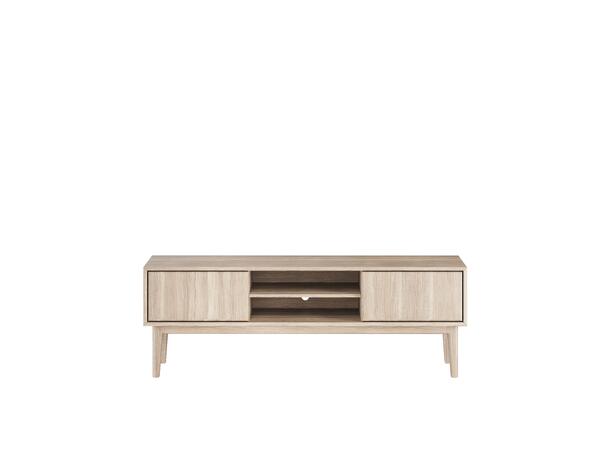 Casø Broholm XL TV-benk m/slette dører 160x55x35 cm, Hvitoljet eik 
