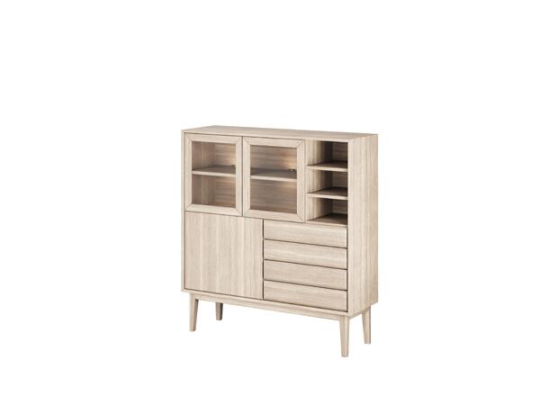 Casø Broholm høy skjenk m/slette dører 124x133x40 cm, Hvitoljet eik 