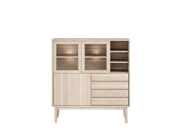 Casø Broholm høy skjenk m/slette dører 124x133x40 cm, Hvitoljet eik 