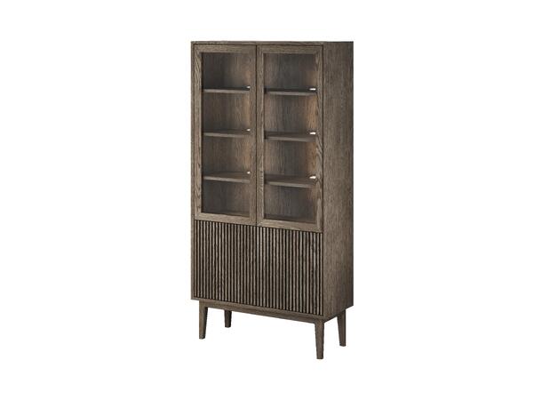 Casø Broholm vitrine m/lameller 100x197x40cm, Røkt eik, treben 