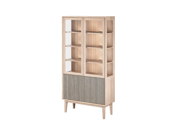 Casø Broholm vitrine m/lameller 100x197x40cm, Glassider, Hvitoljet eik 