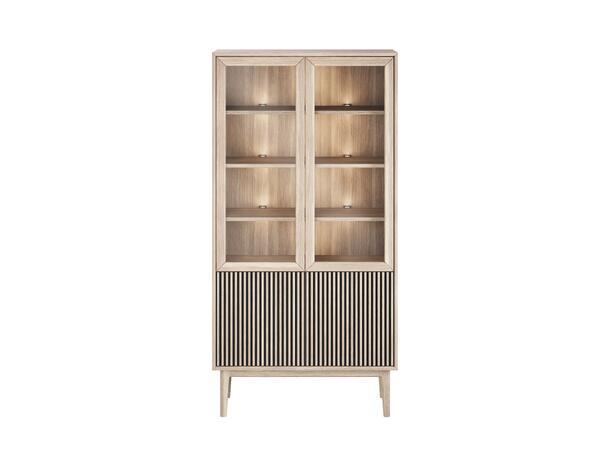 Casø Broholm vitrine m/lameller 100x197x40cm, Glassider, Hvitoljet eik 