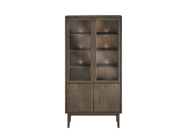 Casø Broholm vitrine m/slette dører 100x197x40 cm, Glassider, Røkt eik 