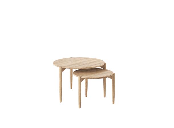 Casø Spir Sofabord sett 2 stk, Ø75/55 cm, Hvitoljet eik 