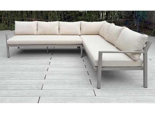 Hydra spisevinkel, Venstre 32 Champagne alu.ramme, beige puter 