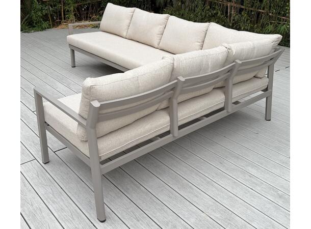 Hydra spisevinkel, Venstre 32 Champagne alu.ramme, beige puter 