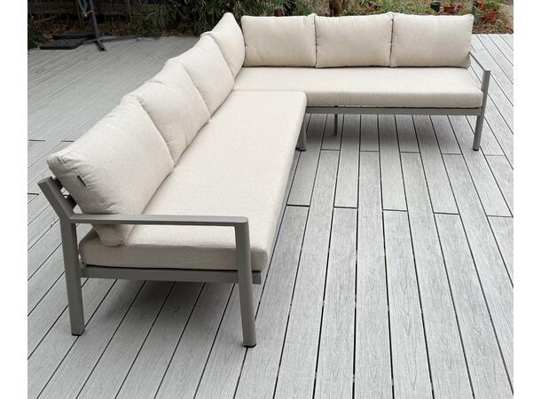 Hydra spisevinkel, Venstre 32 Champagne alu.ramme, beige puter 