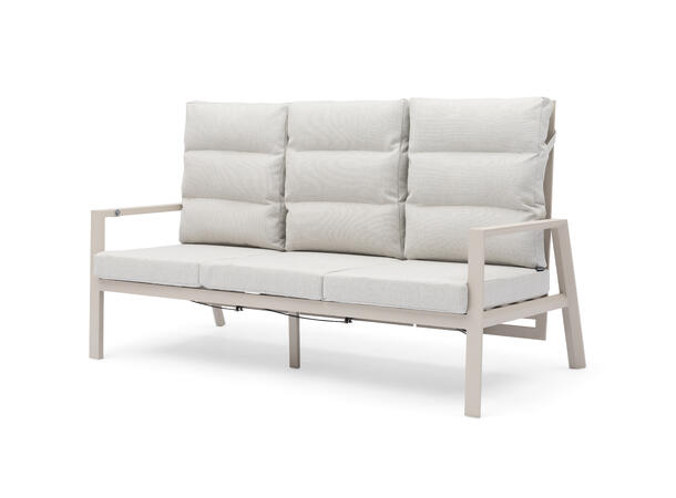Lyngdal 3-seter recliner sofa Beige ramme, grå pute 