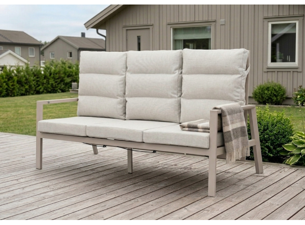 Lyngdal 3-seter recliner sofa Beige ramme, grå pute 